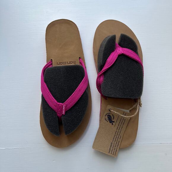 Hari Mari Scouts II Leather Sole Thong Sandals Berry Pink Tan Women's 8M - Picture 1 of 10